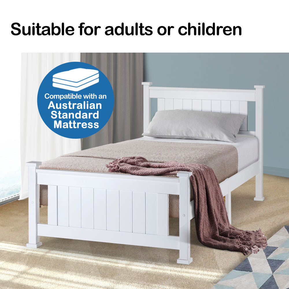 Kingston Slumber Single Wooden Bed Frame White