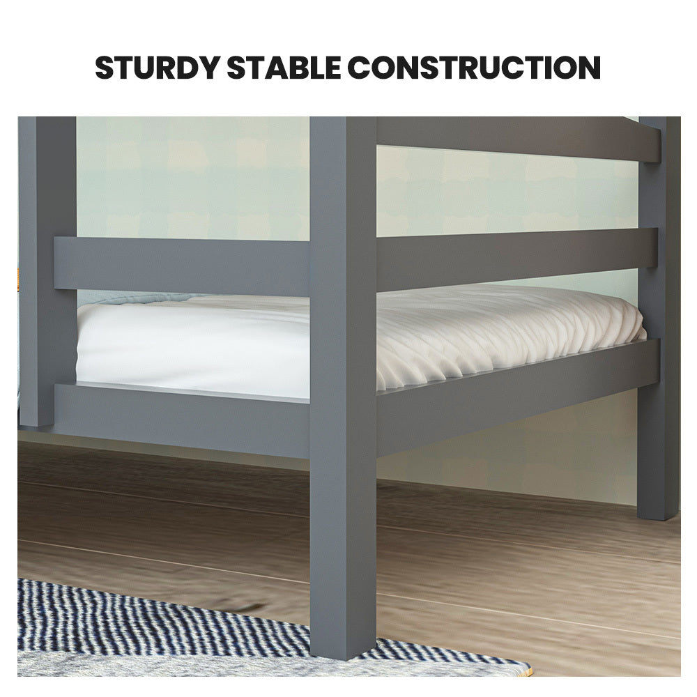 Kingston Slumber Single Bunk Bed Frame Modular Solid Pine Grey