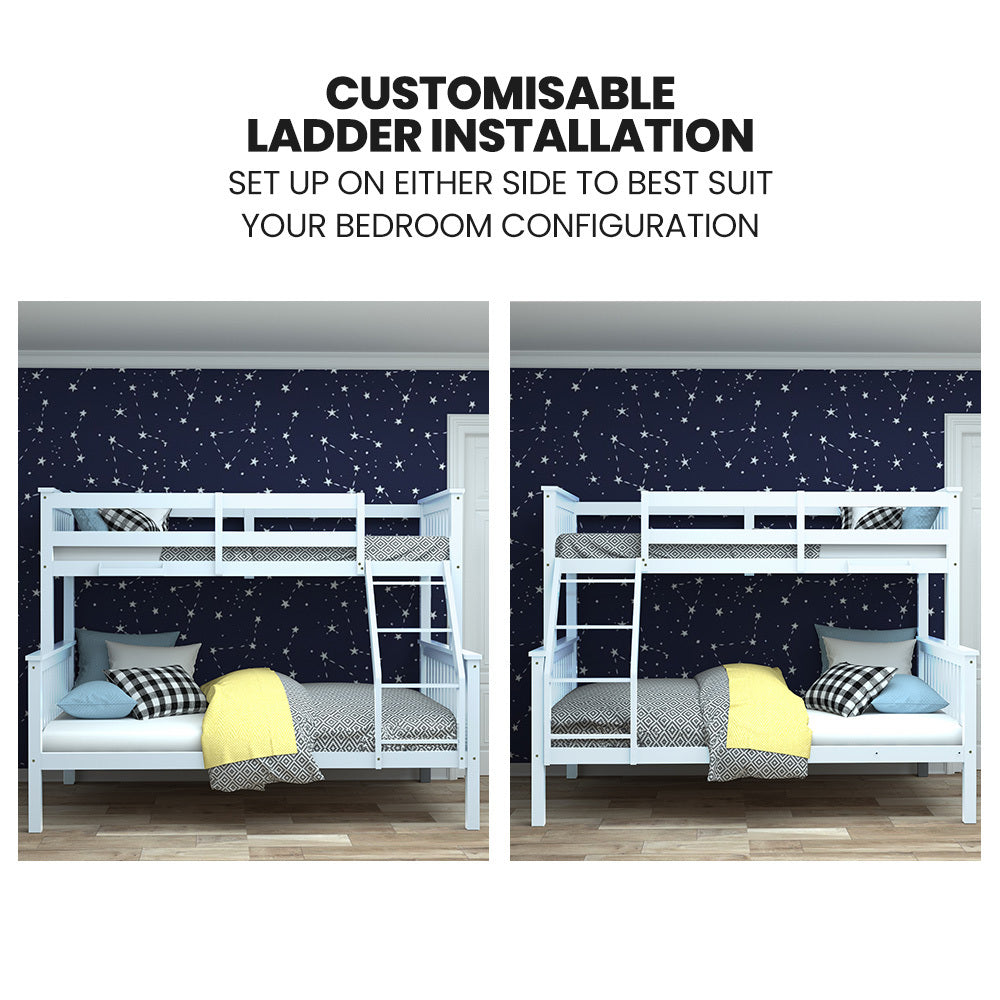 Kingston Slumber Single Over Double Bunk Bed Frame Modular Pine White