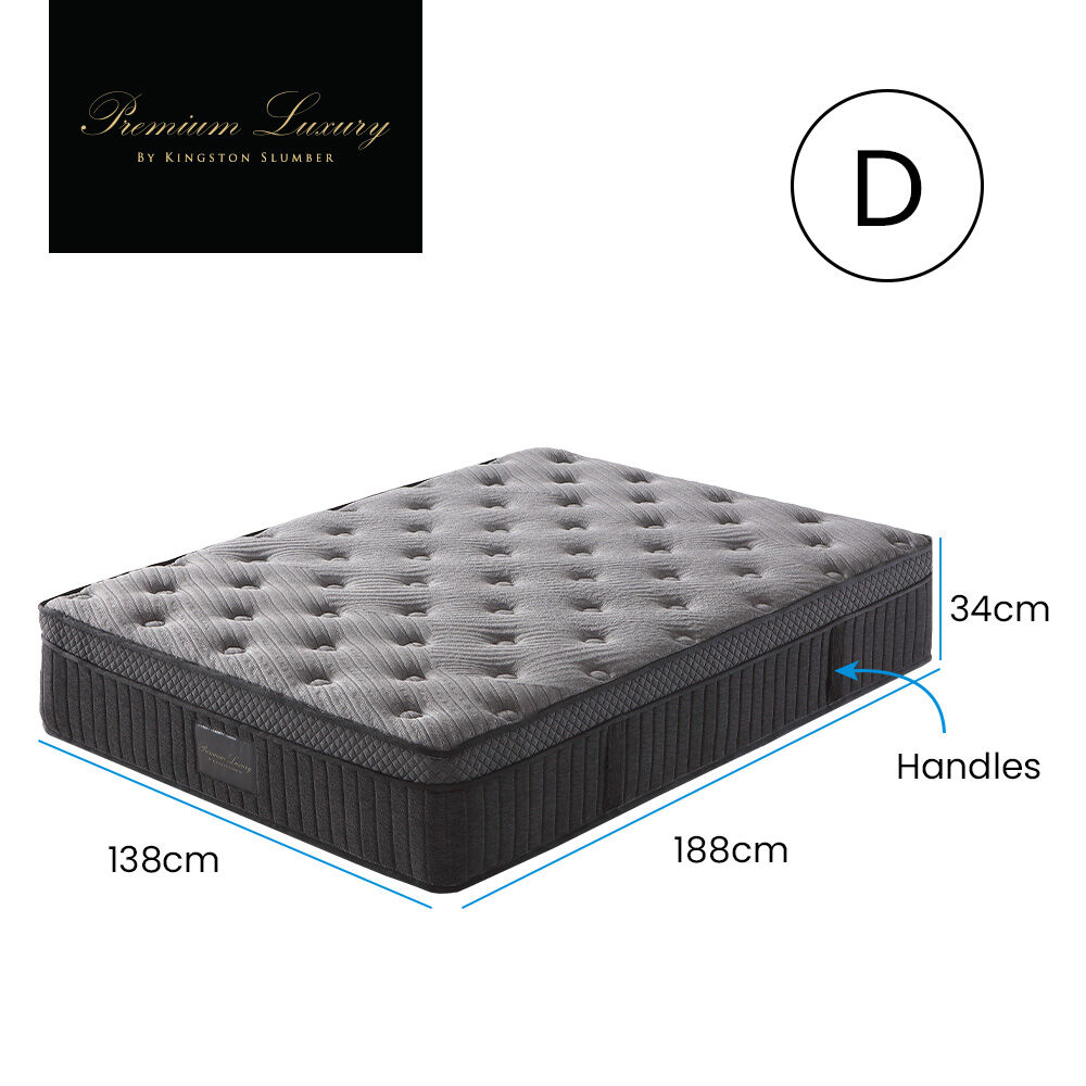 Kingston Slumber Double Mattress Medium-Firm Natural Latex Euro Top 7-Zone Pocket Spring 34cm