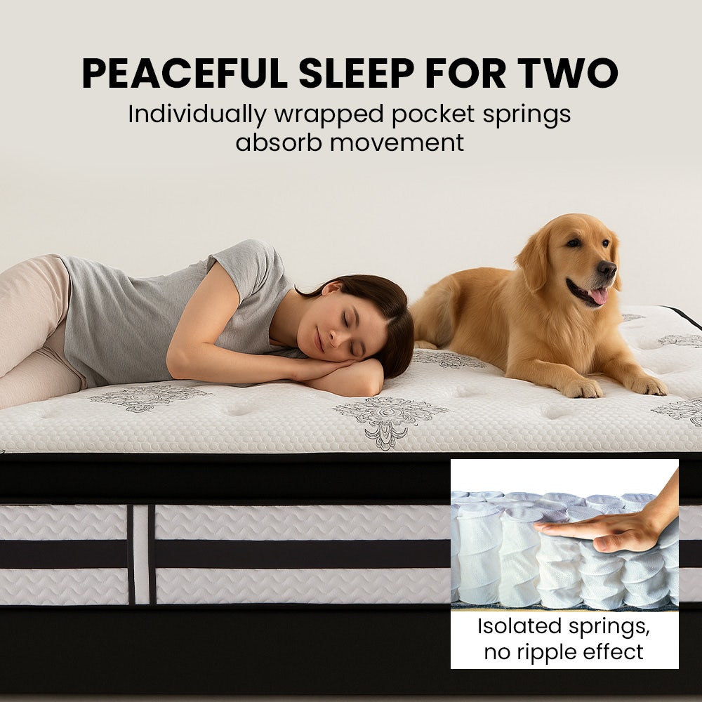 Luxury King Single Mattress Medium Firm Euro Top 5-Zone Pocket Spring
