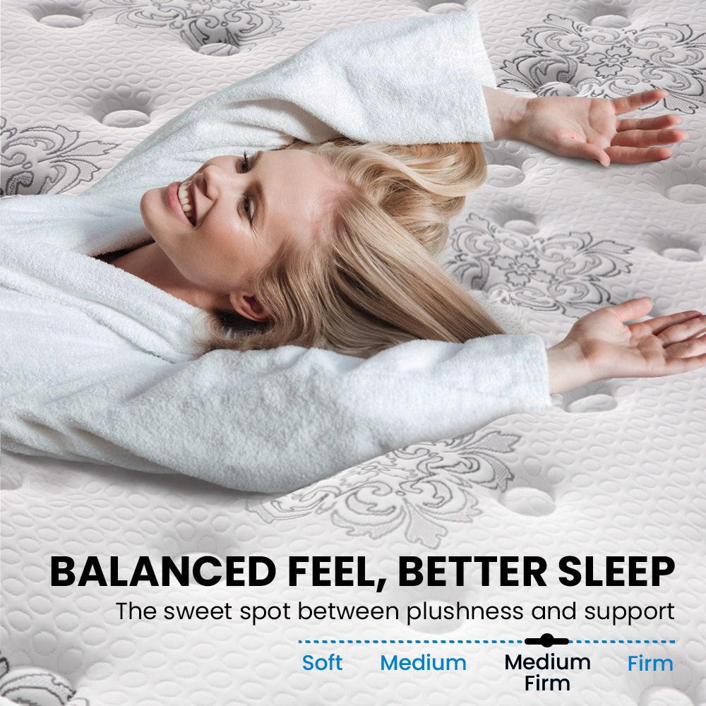Luxury King Single Mattress Medium Firm Euro Top 5-Zone Pocket Spring