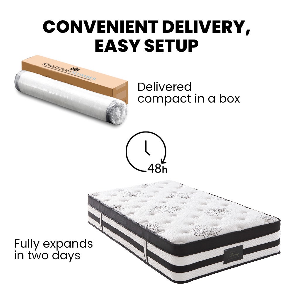 Luxury King Single Mattress Medium Firm Euro Top 5-Zone Pocket Spring