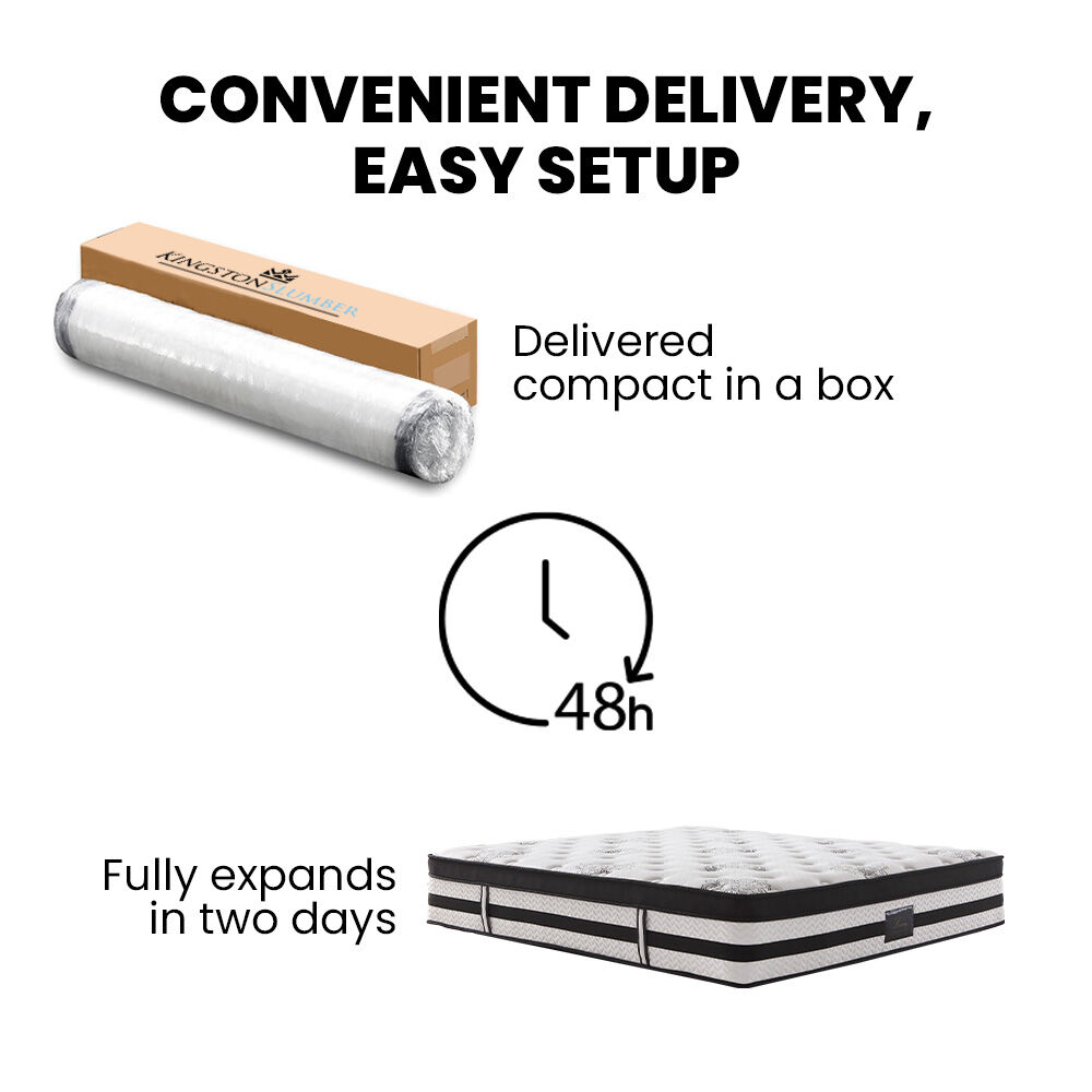 Kingston Slumber Queen Mattress 34cm Medium Firm Euro Top 5-Zone Pocket Spring