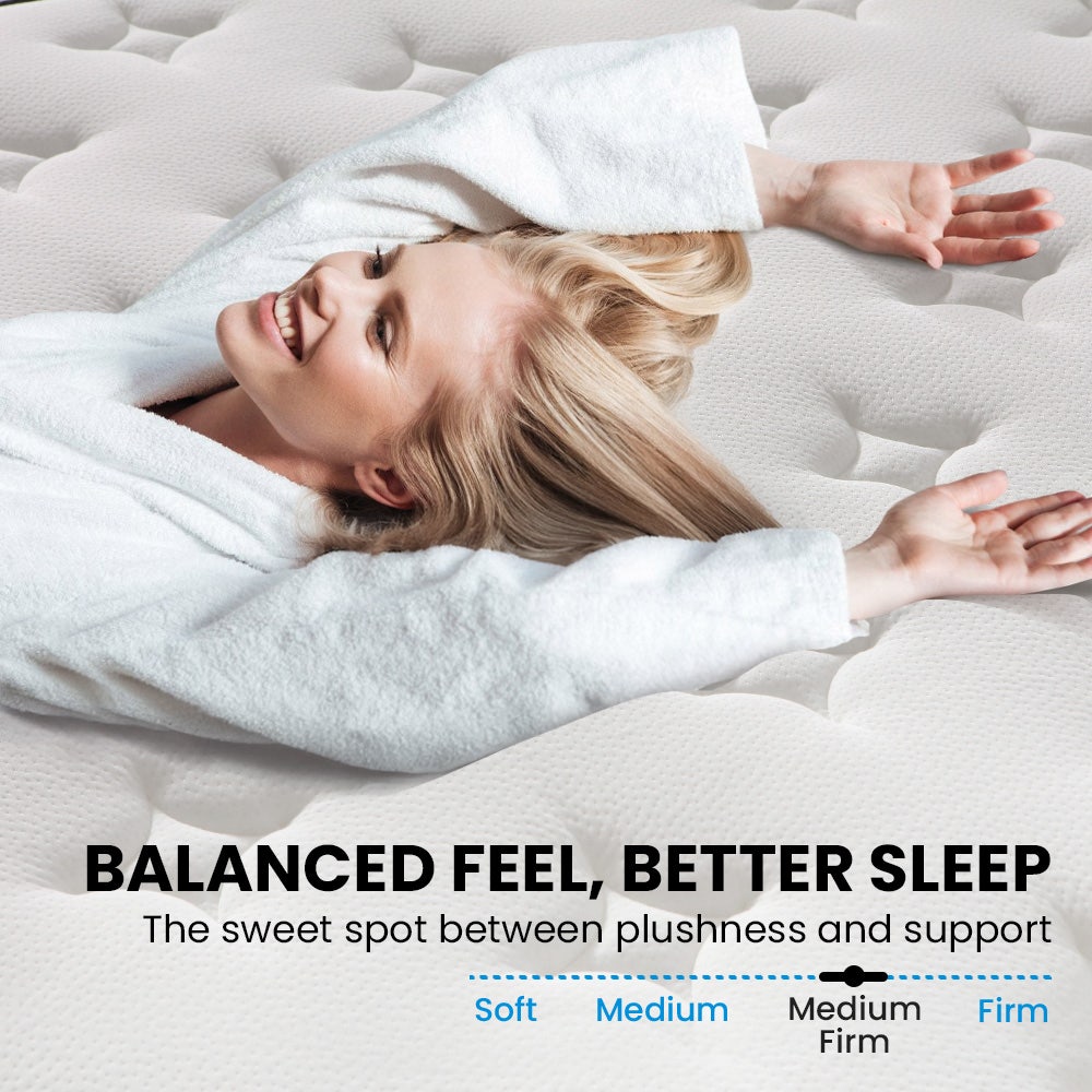 KINGSTON SLUMBER RelaxMax 31cm King Single Mattress, Euro Top, 5-Zone, Pocket Spring, Knitted Fabric