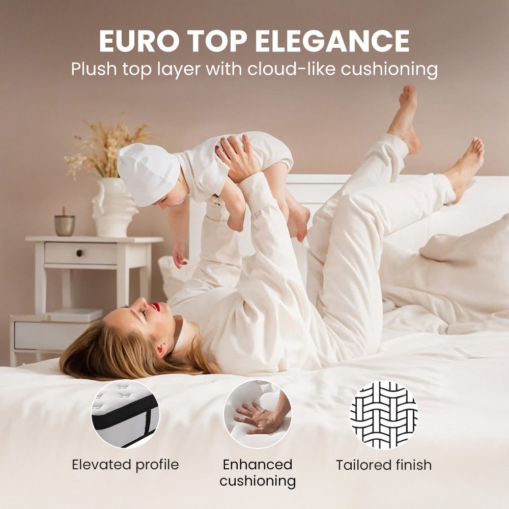 KINGSTON SLUMBER RelaxMax 31cm King Single Mattress, Euro Top, 5-Zone, Pocket Spring, Knitted Fabric
