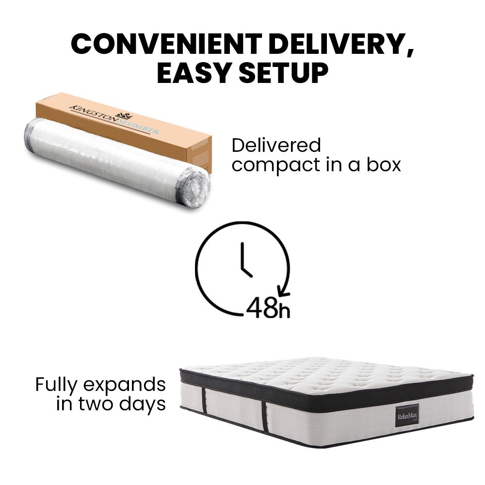 KINGSTON SLUMBER RelaxMax 31cm King Single Mattress, Euro Top, 5-Zone, Pocket Spring, Knitted Fabric