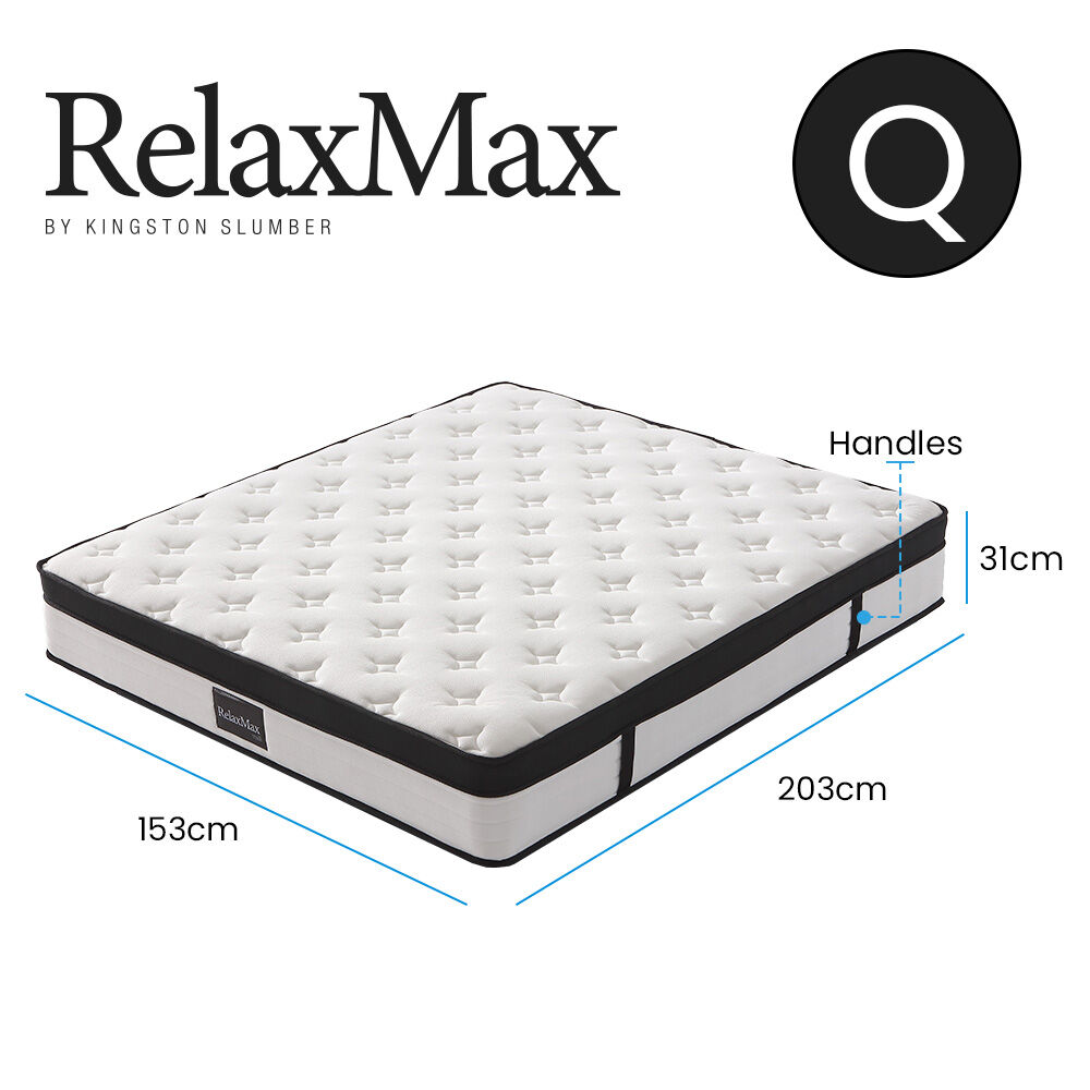 RelaxMax Queen Mattress 31cm Medium Euro Top 5-Zone Pocket Spring