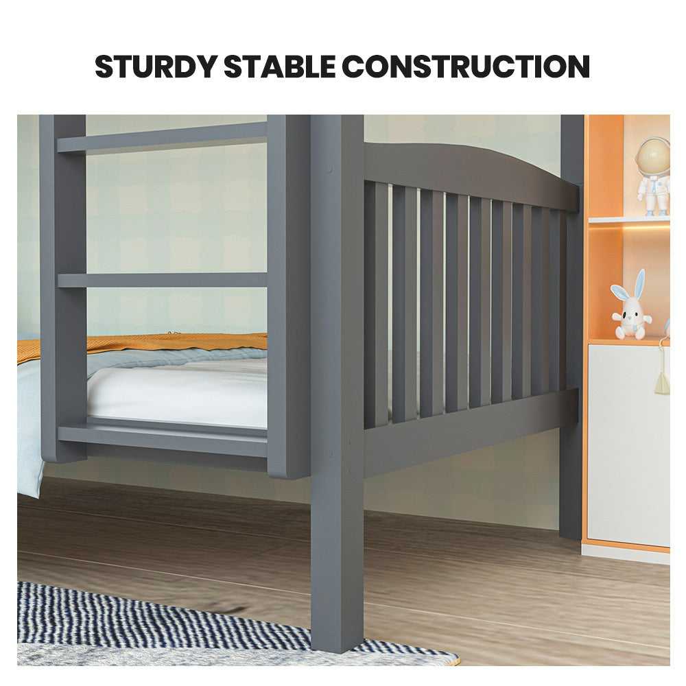Kingston Slumber Single Bunk Bed Frame Modular Solid Pine Grey