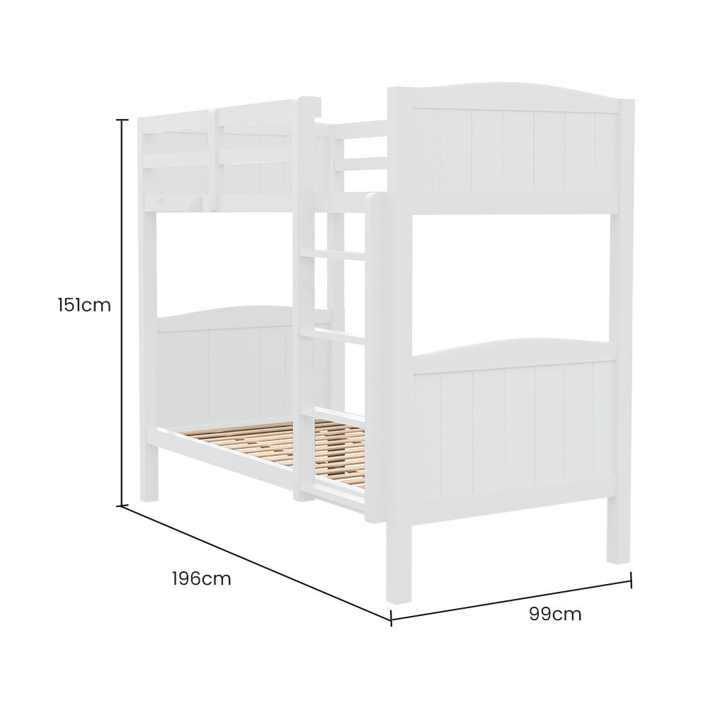 Kingston Slumber Single Bunk Bed Frame Modular Solid Pine White