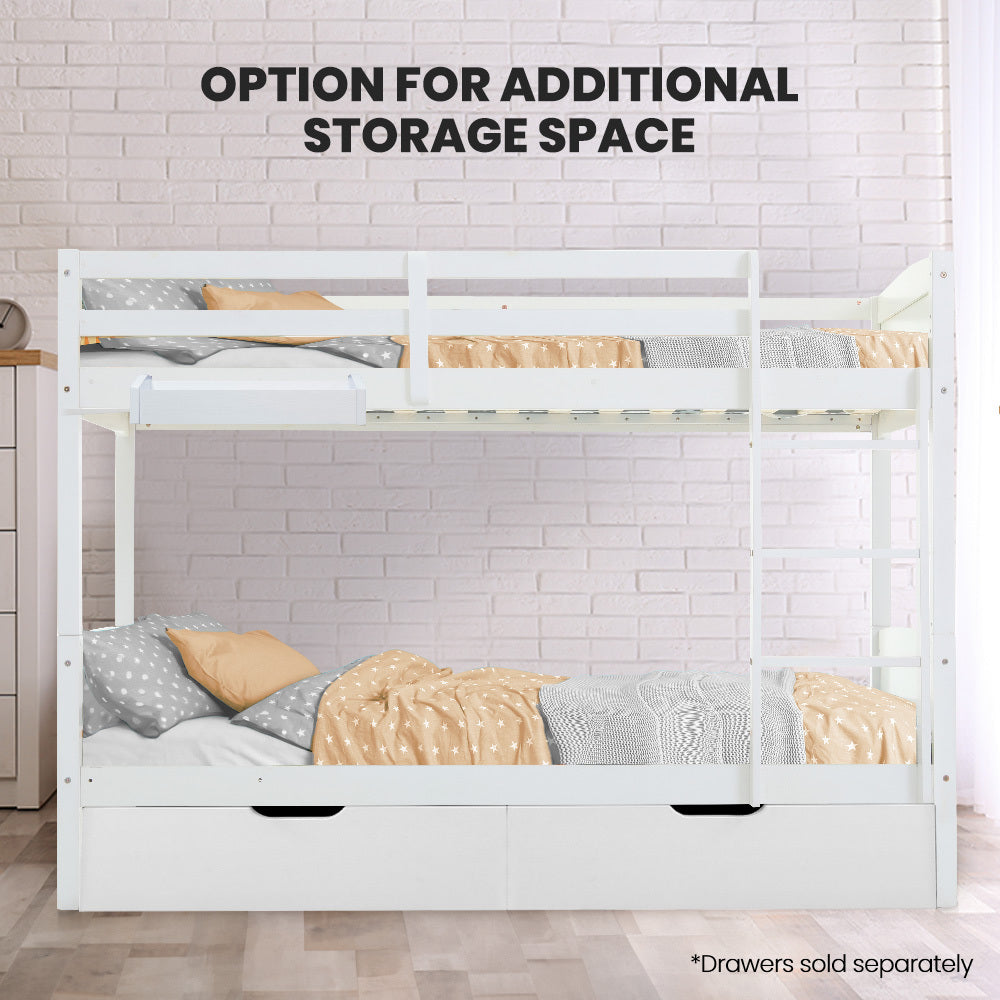 Kingston Slumber Single Bunk Bed Frame Modular Solid Pine White