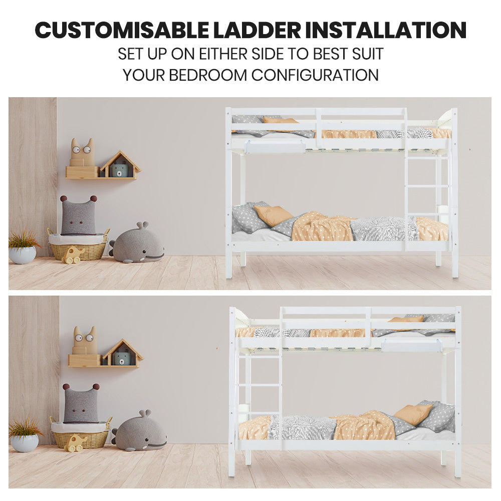 Kingston Slumber Single Bunk Bed Frame Modular Solid Pine White