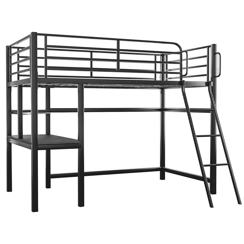 Overdrive Single Loft Bed Frame with Desk Matte Grey