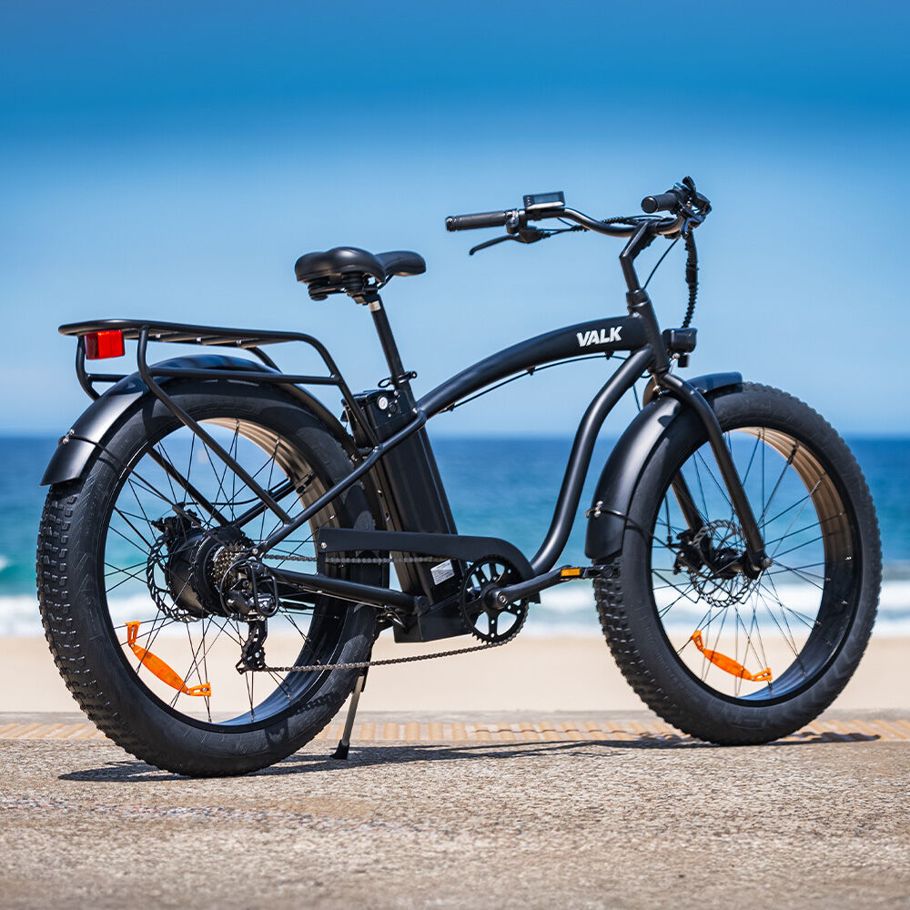 Valk Medium Electric Fat Tyre Cruiser Bike Matte Black