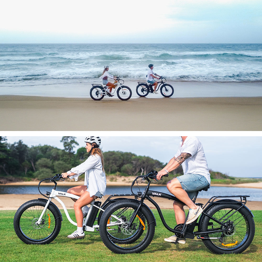 Valk Medium Electric Fat Tyre Cruiser Bike 350W White