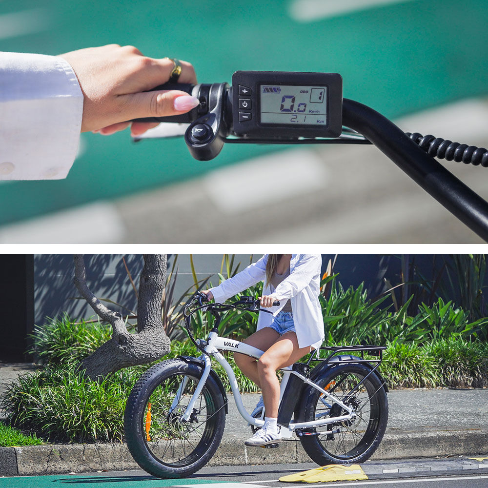 Valk Medium Electric Fat Tyre Cruiser Bike 350W White