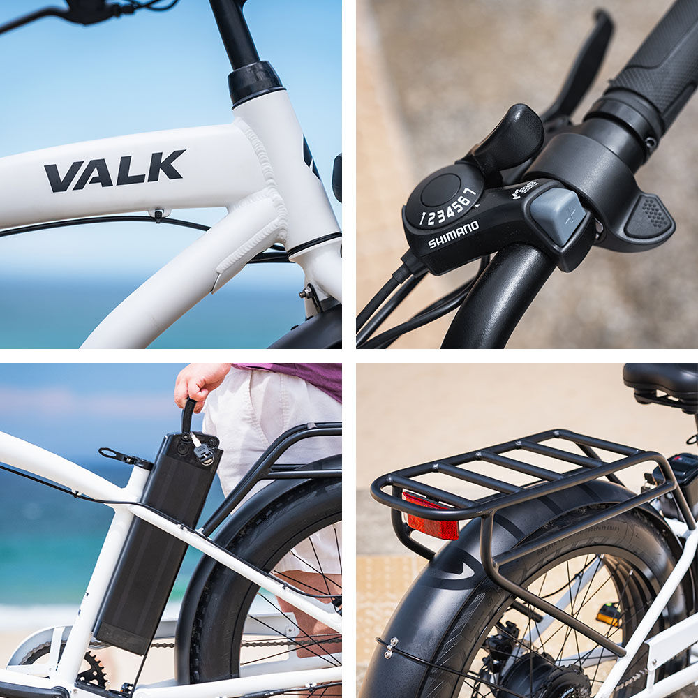 Valk Medium Electric Fat Tyre Cruiser Bike 350W White