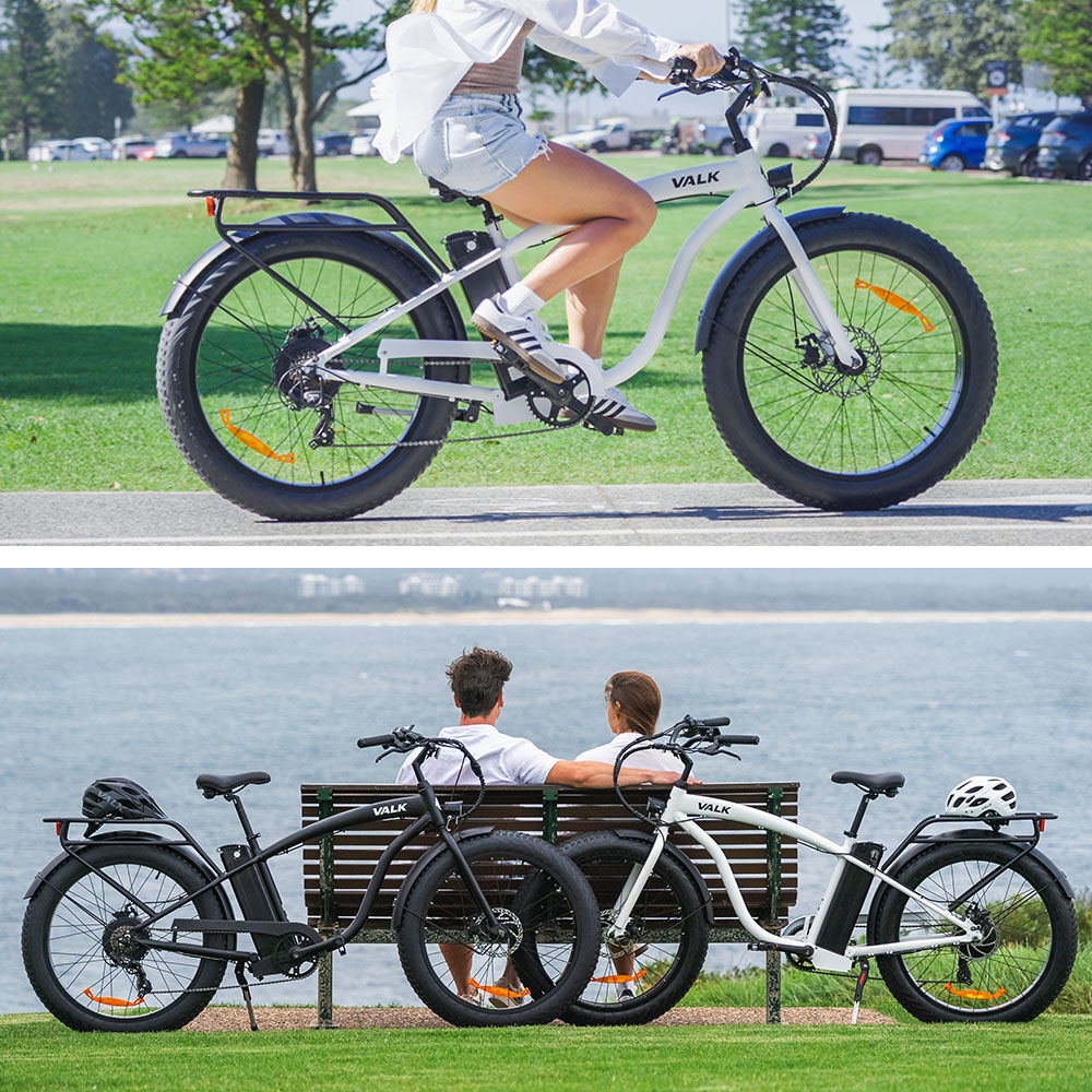 Valk Medium Electric Fat Tyre Cruiser Bike 350W White