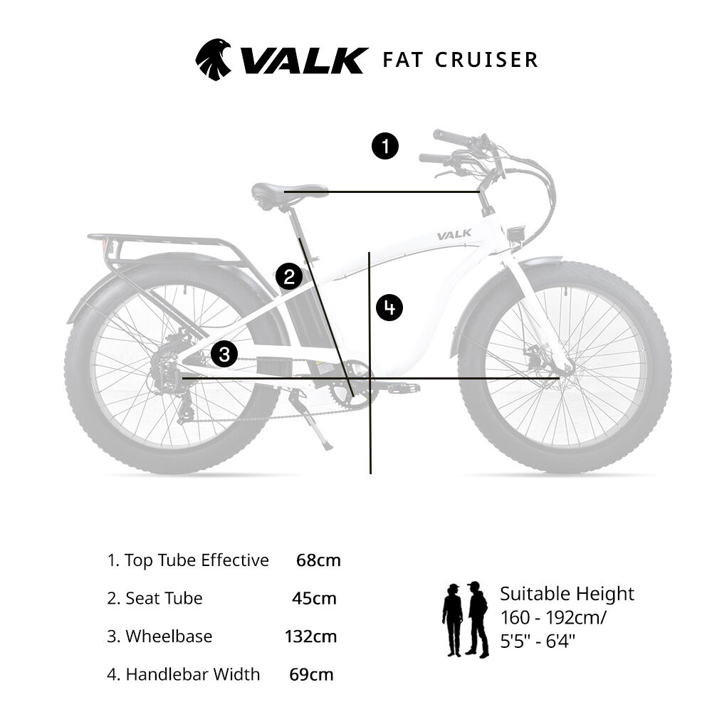 Valk Medium Electric Fat Tyre Cruiser Bike 350W White