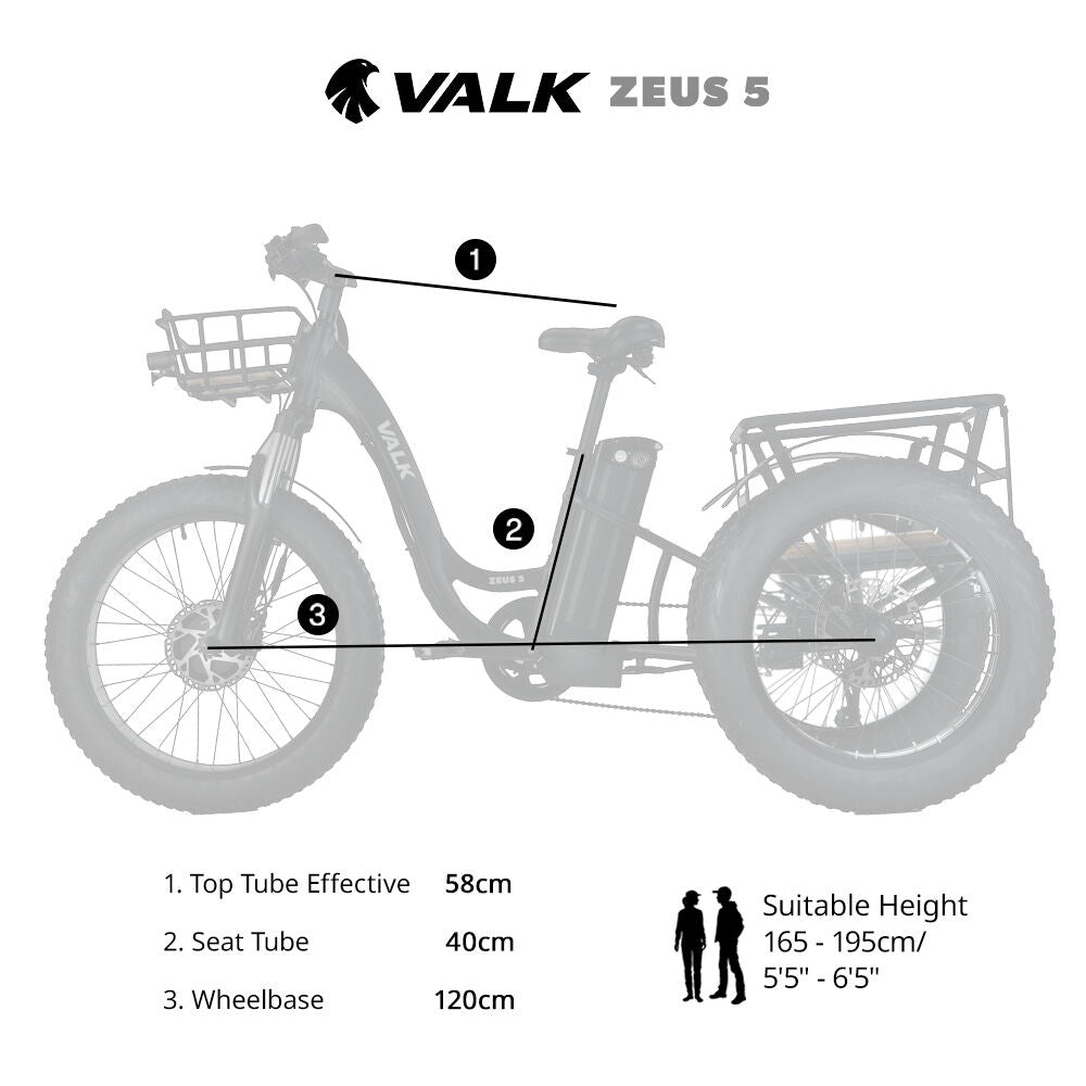 Zeus 500W Electric Fat Tyre Tricycle Black