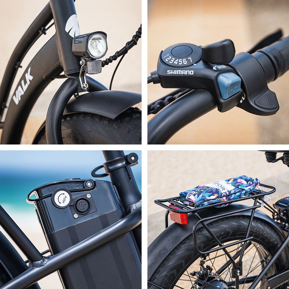 Valk Electric Fat Tyre Cruiser Bike, with Throttle, Step-Through eBike, Matte Black