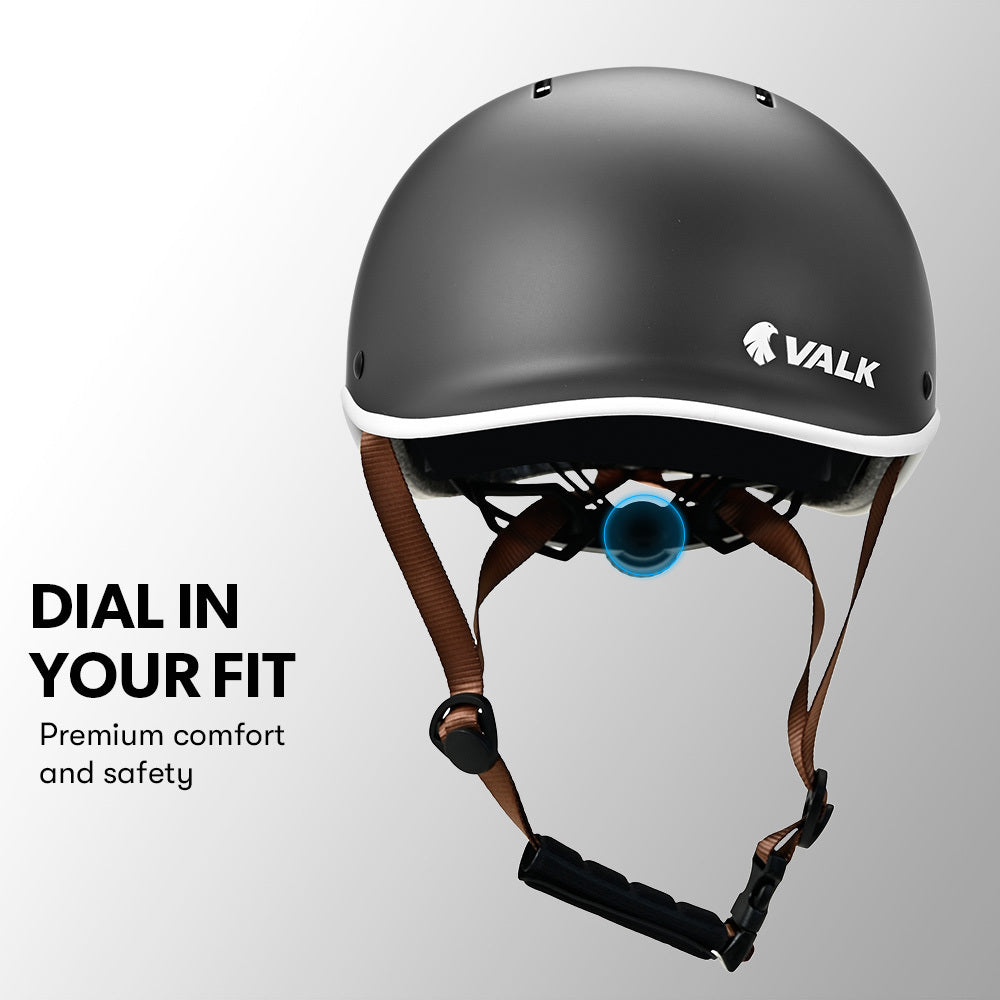 Valk Retro Bike Helmet 56-61cm Jet Black Universal Fit