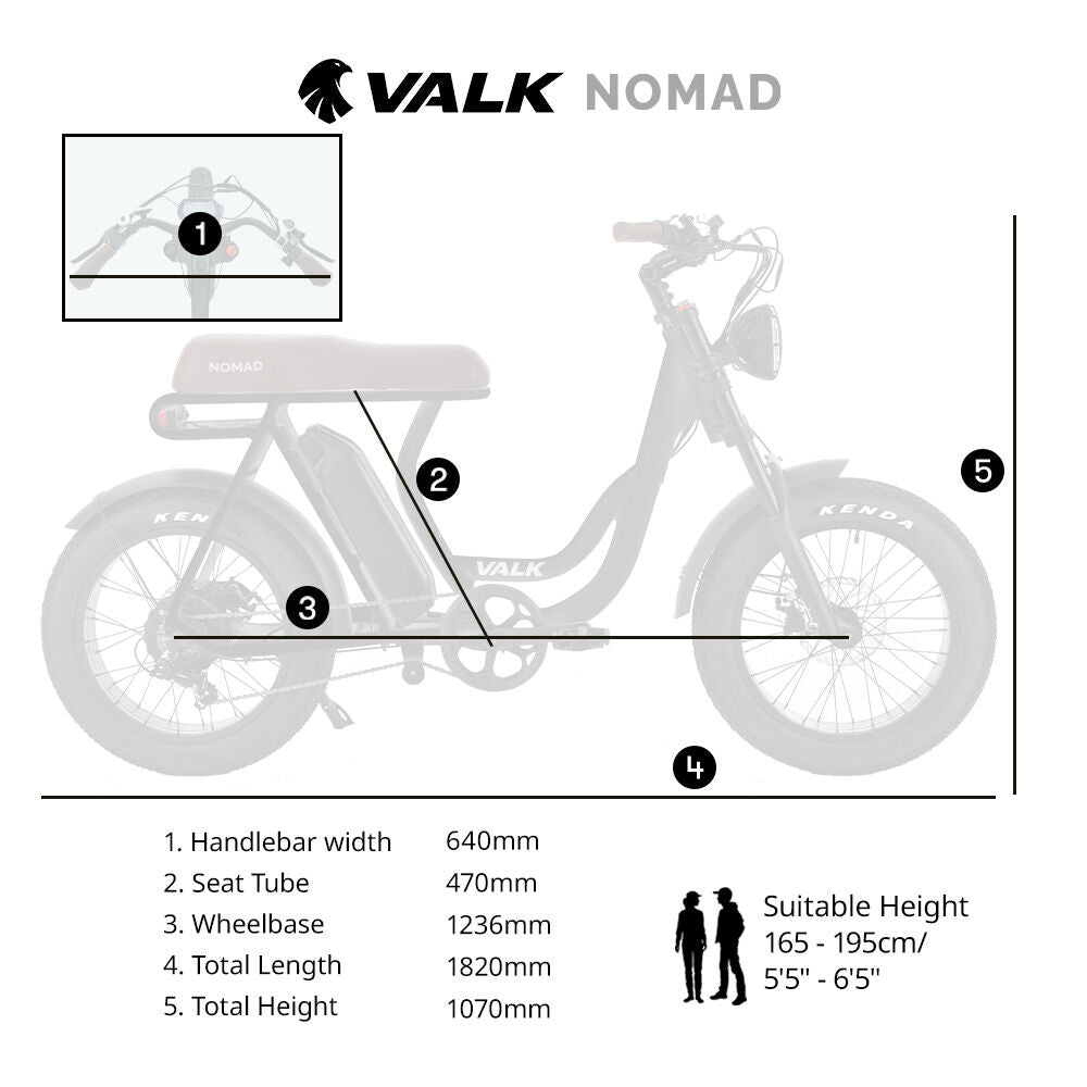 Nomad 350W Electric Fat Tyre Bike Black 20x4" Kenda Tyres Shimano 7-Speed