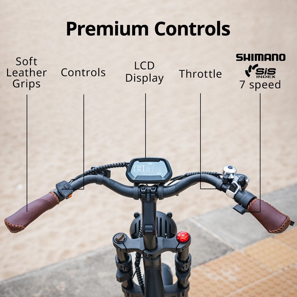 Nomad 350W Electric Fat Tyre Bike Black 20x4" Kenda Tyres Shimano 7-Speed