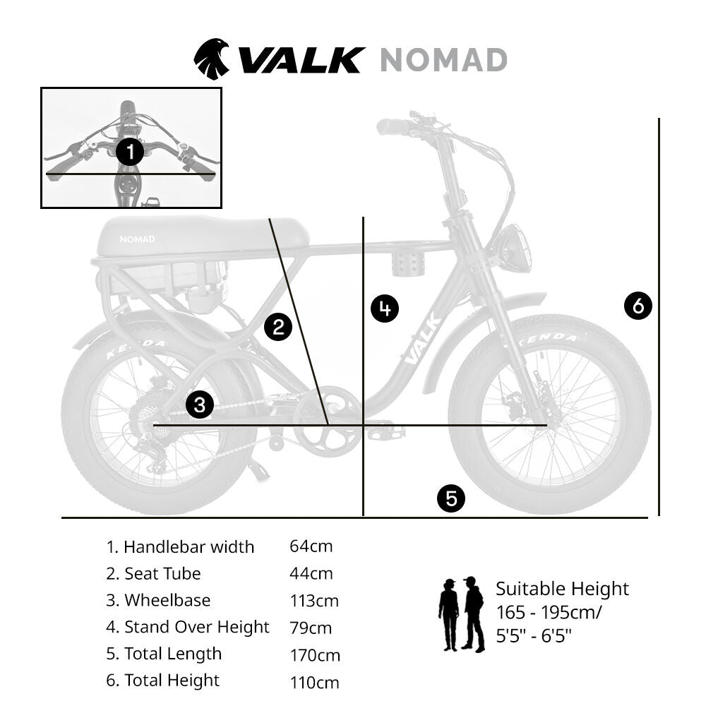 Nomad 500W Electric Fat Tyre Bike Black 20x4" Kenda Tyres