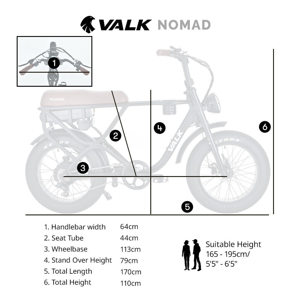 Nomad 500W Electric Fat Tyre Bike 20x4" Shimano 7-Speed Black
