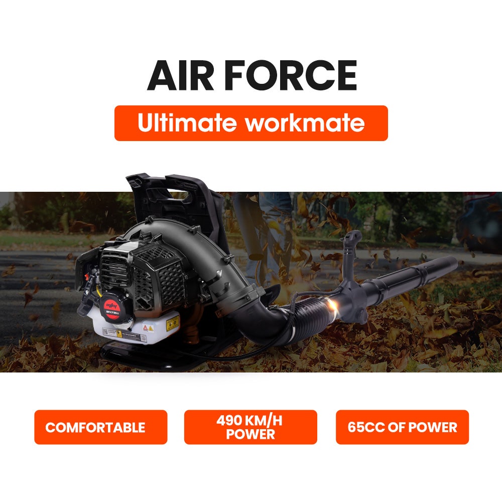 65cc Backpack Leaf Blower, 490km/h Air Velocity, MTM