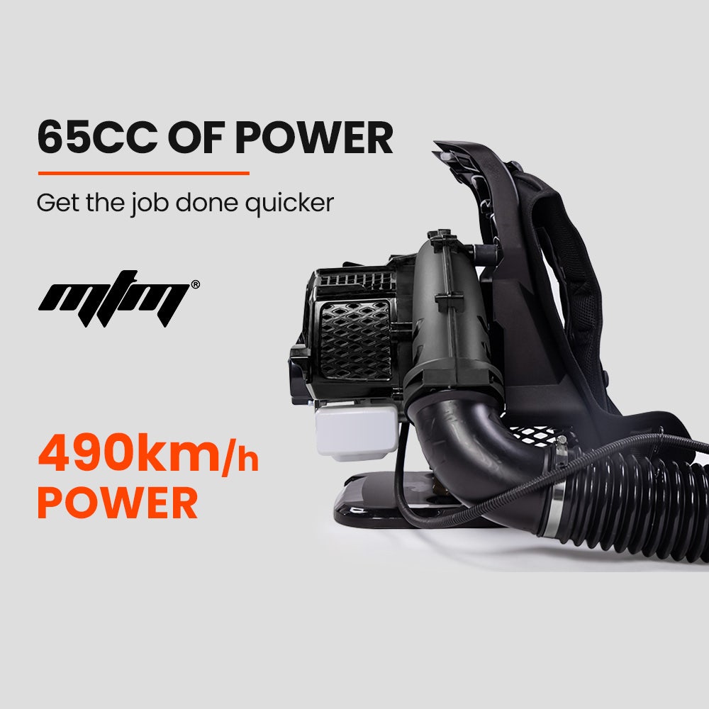 65cc Backpack Leaf Blower, 490km/h Air Velocity, MTM