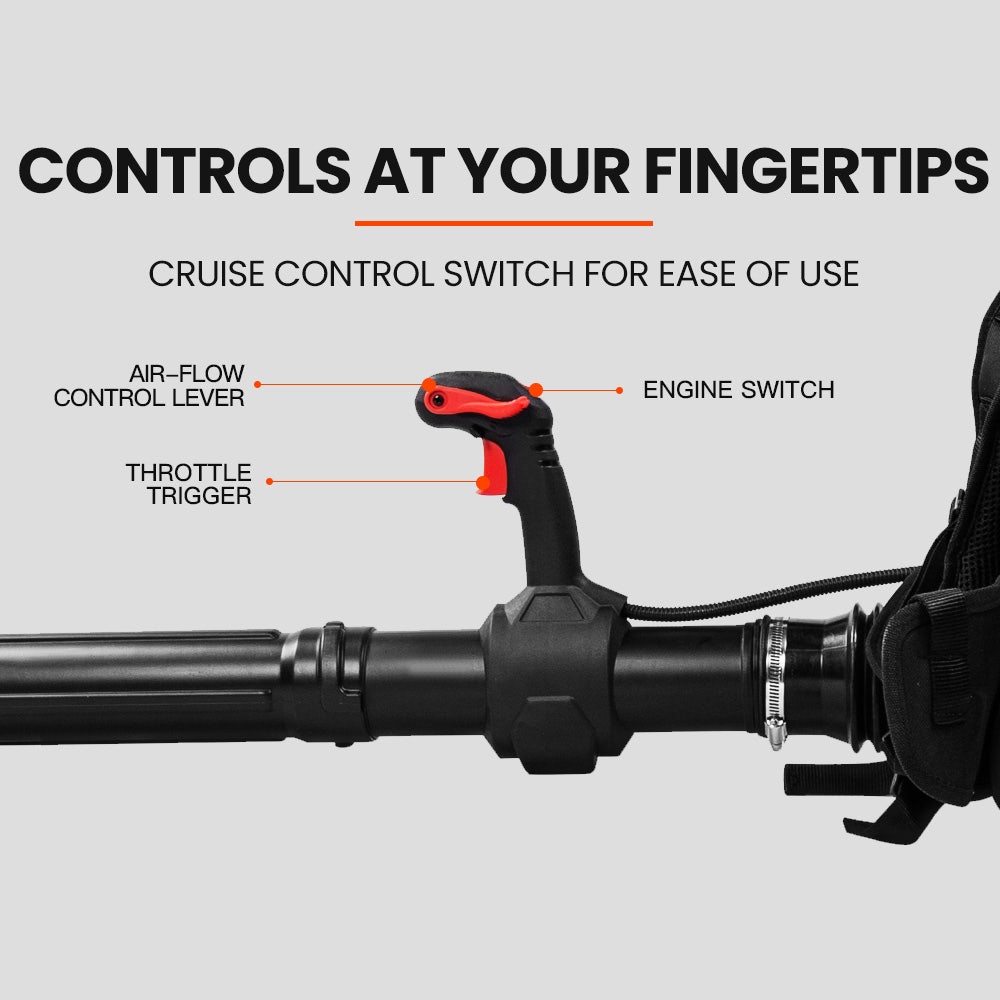 65cc Backpack Leaf Blower, 490km/h Air Velocity, MTM