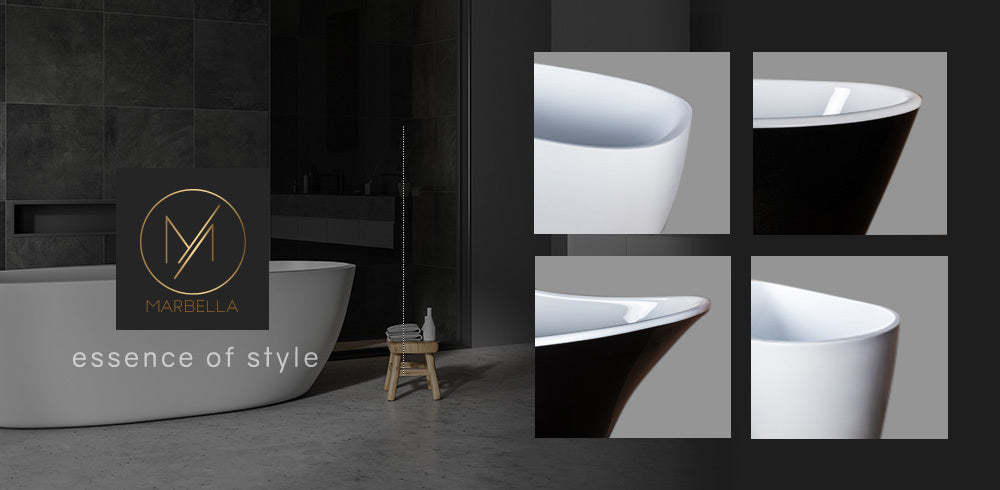 Gloss Acrylic Freestanding Bathtub with Stainless Frame - Marbella