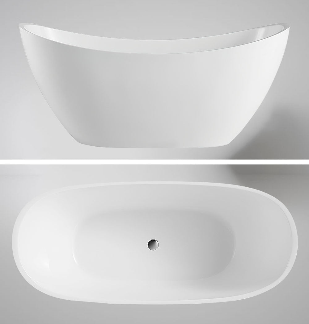 Freestanding Acrylic Bathtub with Pop-up Waste, Gloss - Marbella