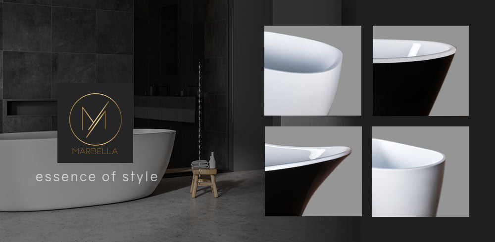 Freestanding Acrylic Bathtub with Pop-up Waste, Gloss - Marbella