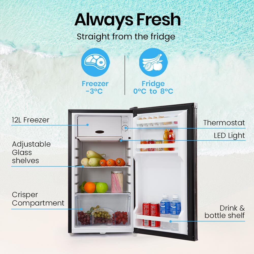 95L Portable Camping Fridge Freezer, 12L Freezer - Gecko