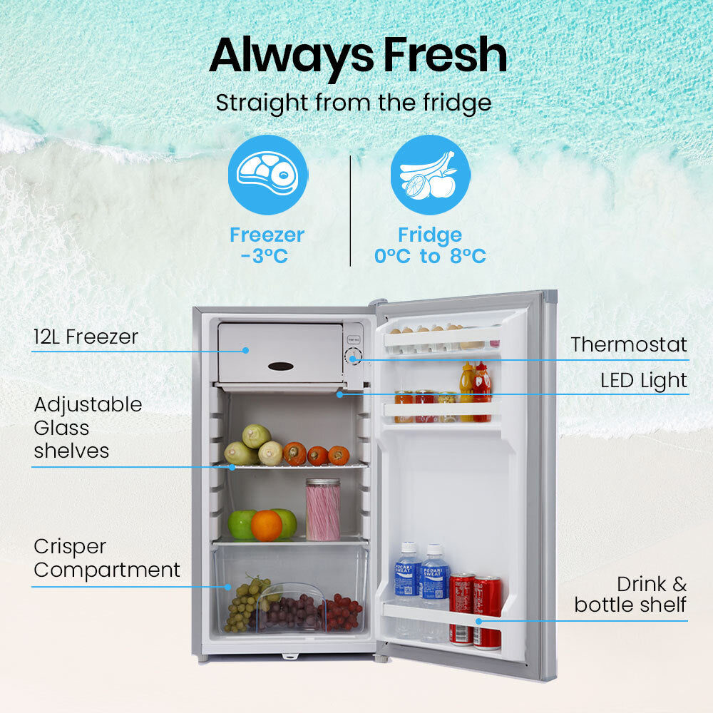 95L Portable Upright Fridge Freezer, 3 Voltage, Gecko