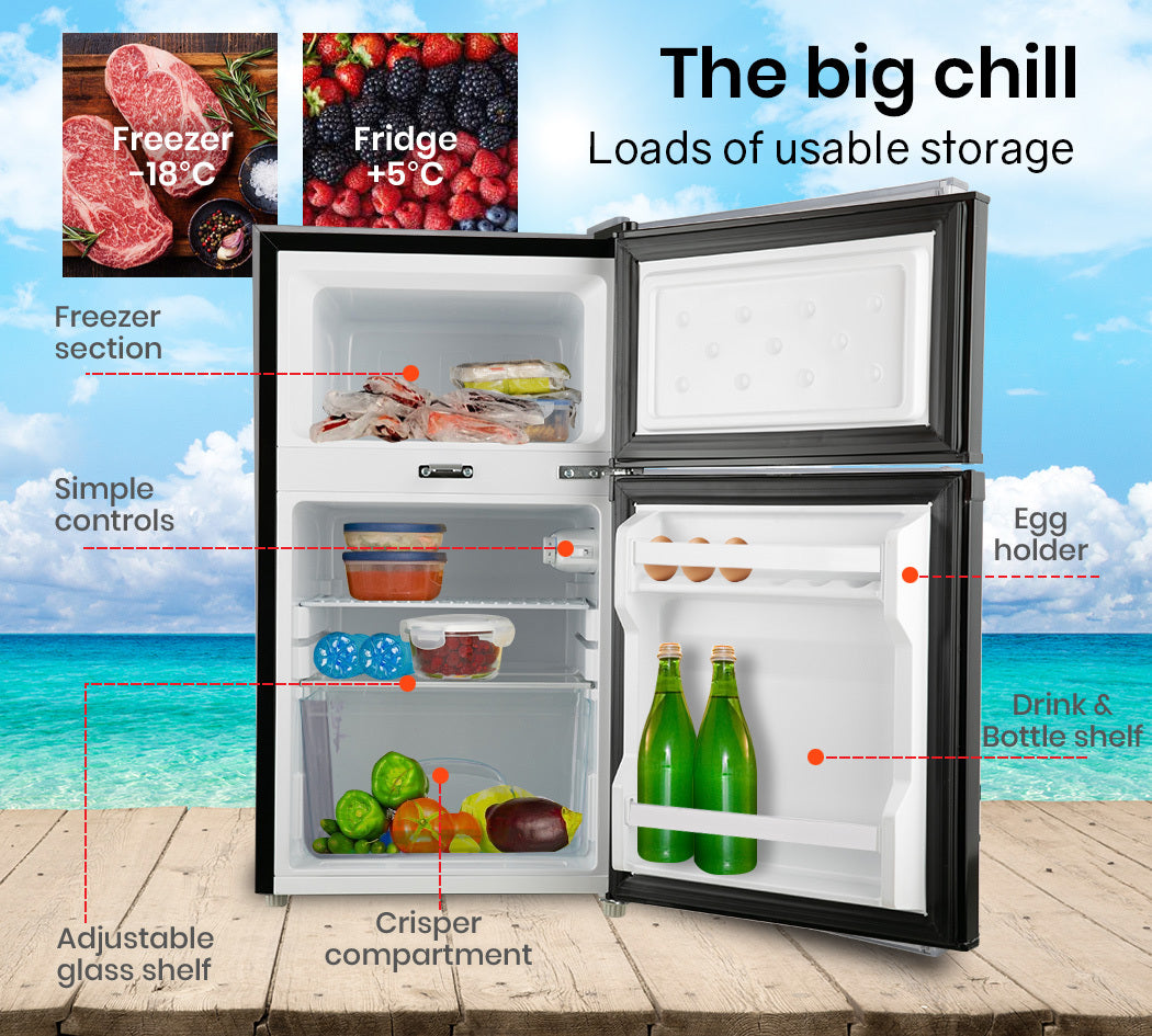 95L Portable Upright Fridge Freezer, 12/24/240V - Gecko