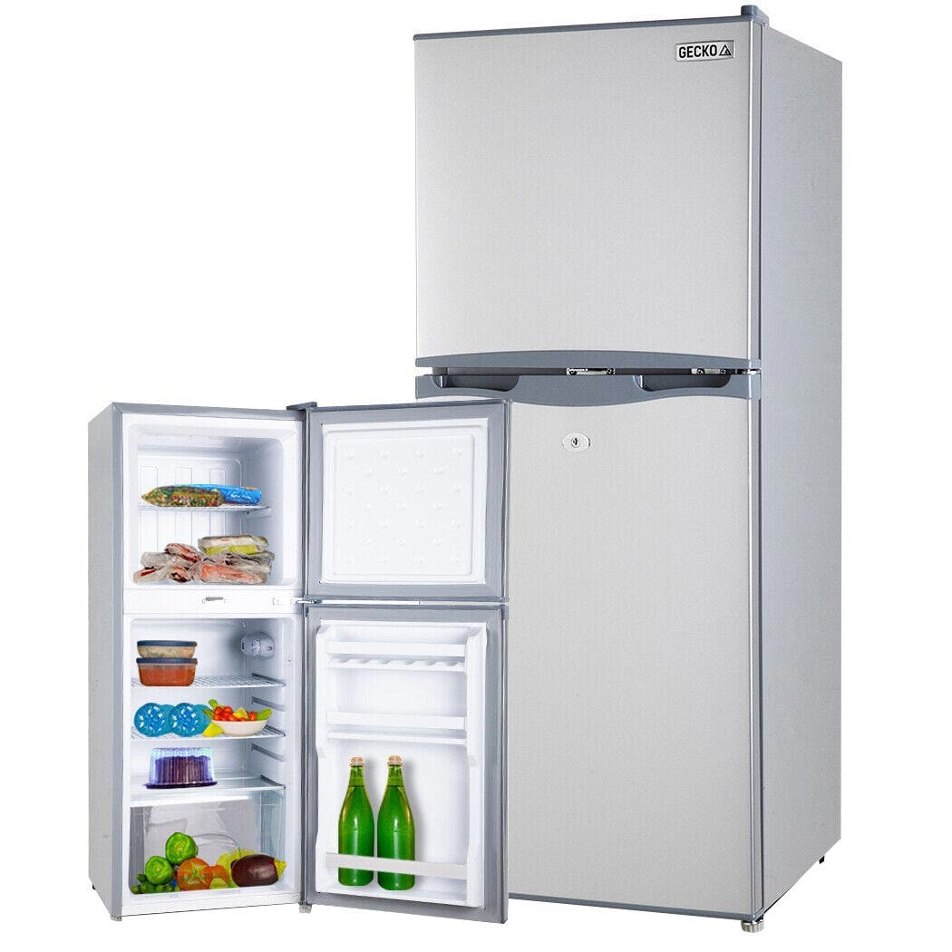 125L Upright Portable Fridge Freezer, 12V/24V/240V, Silver - Gecko