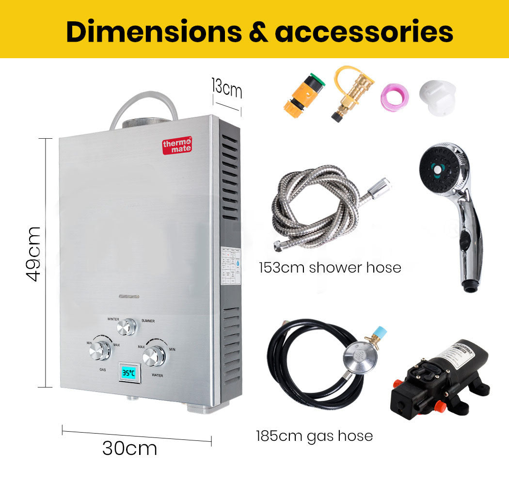 Portable Tankless Gas Water Heater - Camping & Outdoor - Thermomate