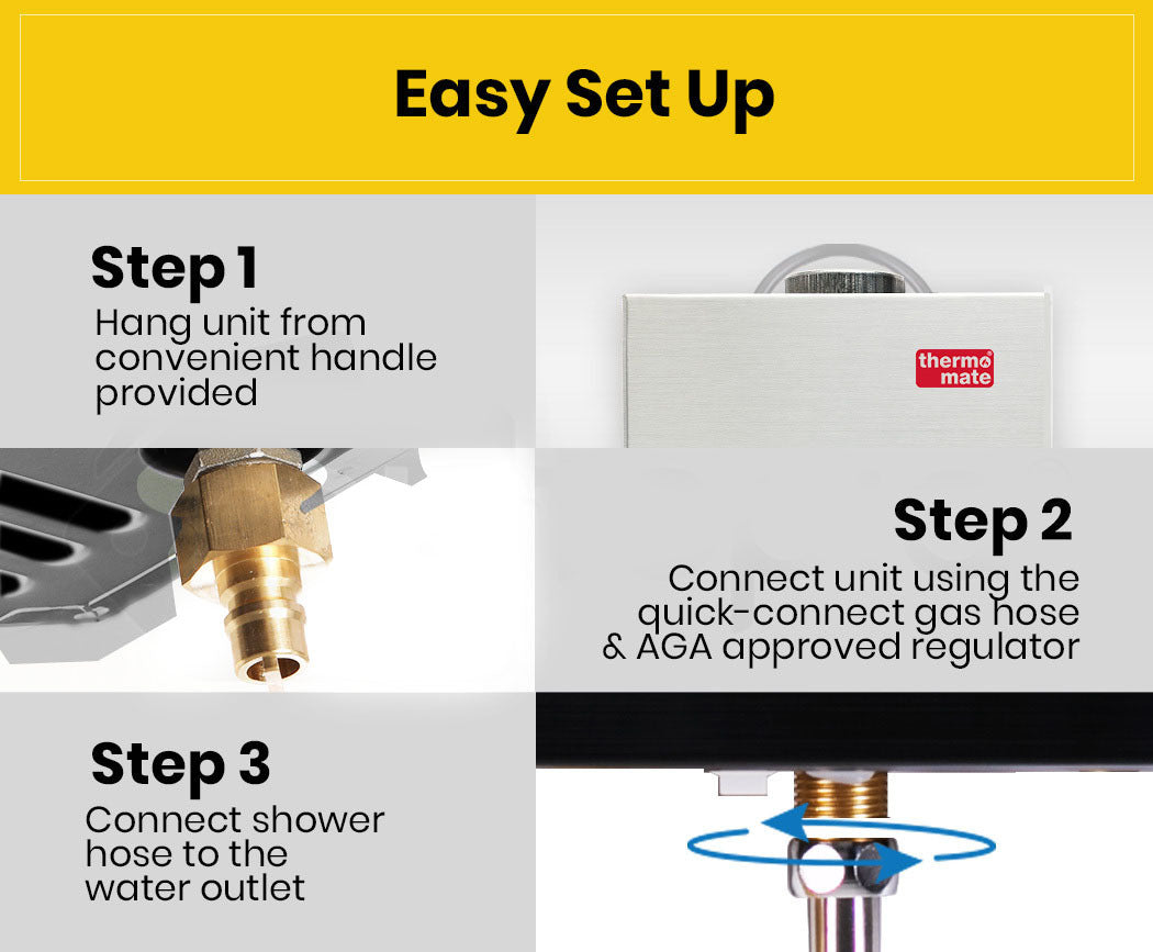 Portable Tankless Gas Water Heater - Camping & Outdoor - Thermomate