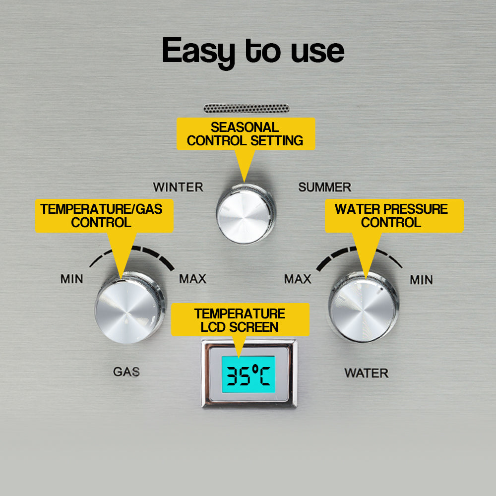 Portable Gas Water Heater, LCD Display, 8L/Min | Thermomate