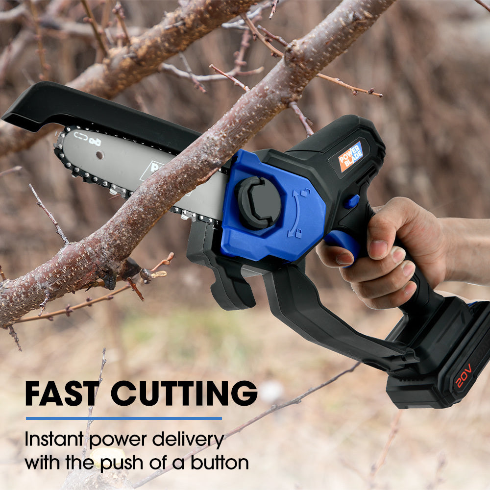 PowerBlade SW6 20V Cordless Mini Chainsaw Kit Electric Tree Pruner with Battery & Fast Charger