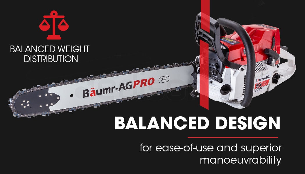 Powerful 72cc 24" Petrol Chainsaw, E-Start - Baumr-AG