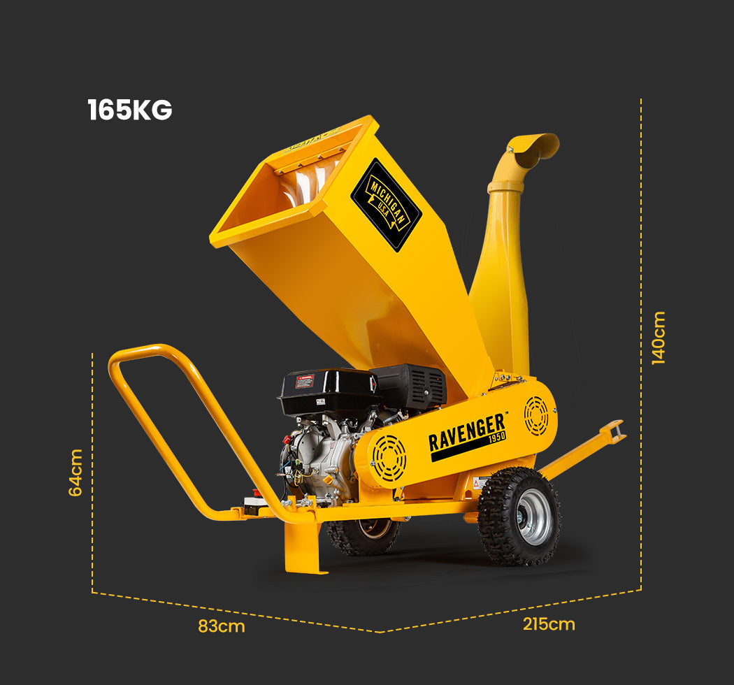 18HP 420cc Wood Chipper Mulcher 12cm Branch Capacity - Michigan