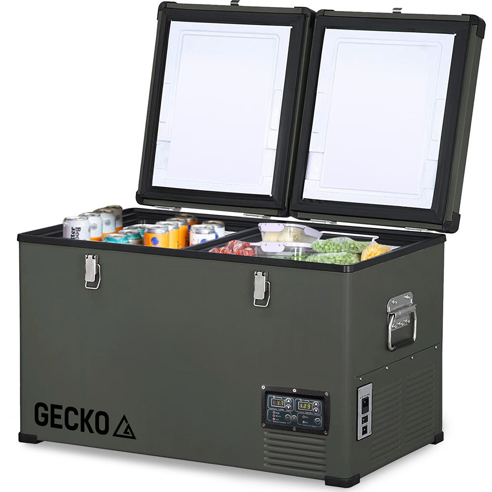 GECKO 92L Dual Zone Portable Fridge / Freezer, SECOP German Brand Compressor, for Camping, Car, Caravan