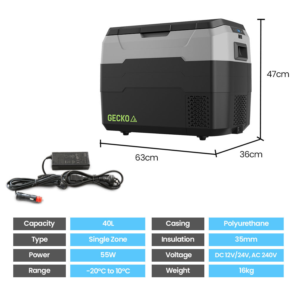 Rugged 40L Portable Fridge Freezer w/ Digital Display - Gecko