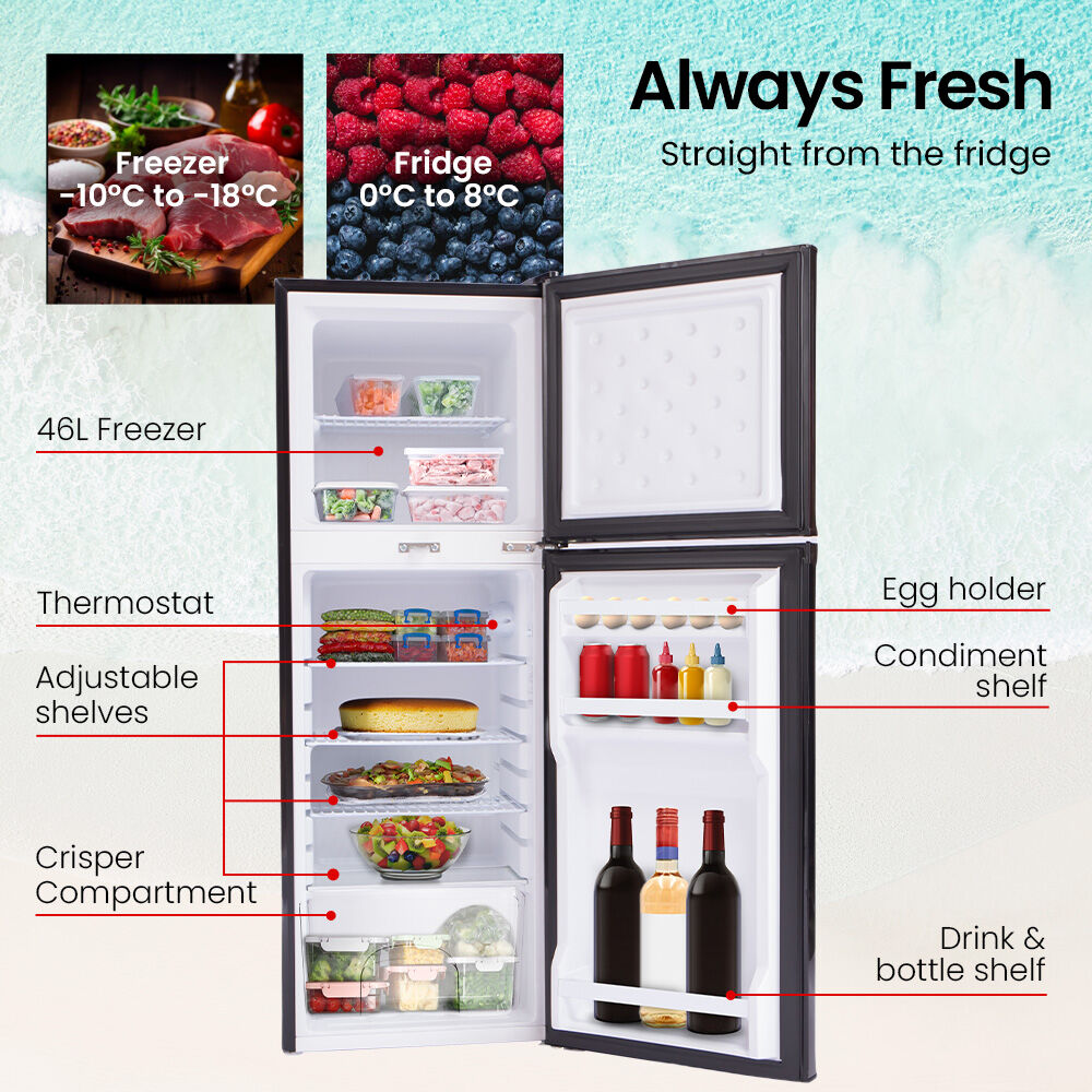 Gecko 142L Upright Portable Fridge Freezer 12V/24V Black