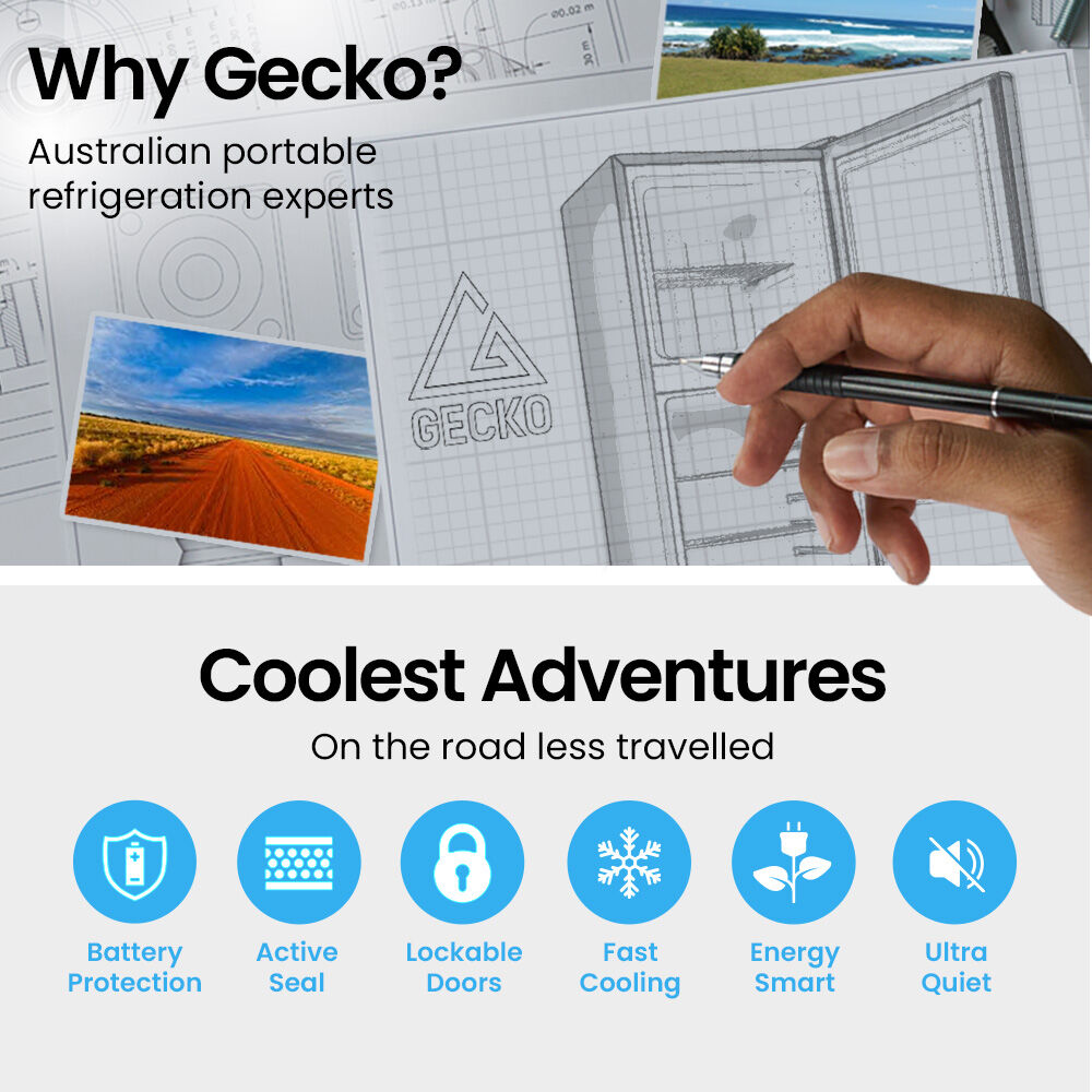 Gecko 142L Upright Portable Fridge Freezer 12V/24V Silver